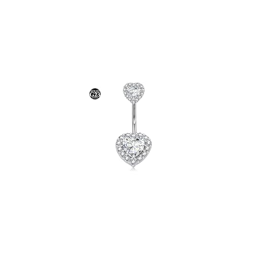 LAURITAMI 14G Bauchnabelpiercing Titan 14mm Stablänge Bauchnabel Piercing Bauchnabelpiercing Silber CZ Titanium Belly Button Bauchnabel Bars Body Piercing Schmuck damen von LAURITAMI