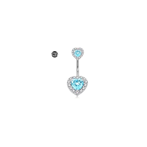 LAURITAMI 14G Bauchnabelpiercing Titan 14mm Stablänge Bauchnabel Piercing Bauchnabelpiercing Silber CZ Titanium Belly Button Bauchnabel Bars Body Piercing Schmuck damen von LAURITAMI