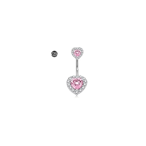 LAURITAMI 14G Bauchnabelpiercing Titan 14mm Stablänge Bauchnabel Piercing Bauchnabelpiercing Silber CZ Titanium Belly Button Bauchnabel Bars Body Piercing Schmuck damen von LAURITAMI