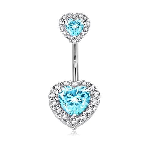 LAURITAMI 14G Bauchnabelpiercing Titan 8mm Stablänge Bauchnabel Piercing Bauchnabelpiercing Silber CZ Titanium Belly Button Bauchnabel Bars Body Piercing Schmuck damen von LAURITAMI