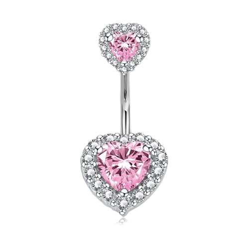 LAURITAMI 14G Bauchnabelpiercing Titan 8mm Stablänge Bauchnabel Piercing Bauchnabelpiercing Silber CZ Titanium Belly Button Bauchnabel Bars Body Piercing Schmuck damen von LAURITAMI
