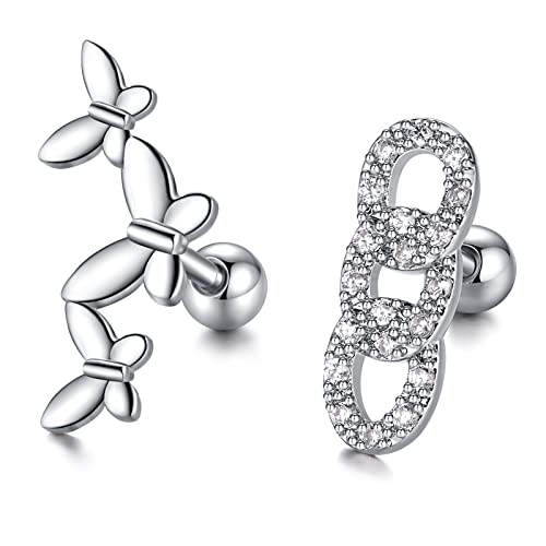 LAURITAMI 2stk 16G Silber Knorpel Ohr Piercing 6mm Cartilage Helix Tragus Conch Ohrringe Chirurgenstahl CZ Diamant Schmetterling Schlange LAURITAMI 2stk 16G Silber Knorpel Ohr Piercing 6mm Cartilage Helix Tragus Conch Ohrringe Chirurgenstahl CZ Diamant Schmetterling Schlange von LAURITAMI