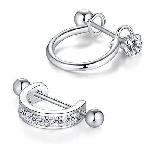 LAURITAMI 2stk Cartilage Helix Piercing Ohrringe mit Schild Halbkreis Silber CZ 8mm Barbell 20G Daith Lobe Snug Piercing Schmuck für Damen Herren LAURITAMI 2stk Cartilage Helix Piercing Ohrringe mit Schild Halbkreis Silber CZ 8mm Barbell 20G Daith Lobe Snug Piercing Schmuck für Damen Herren von LAURITAMI