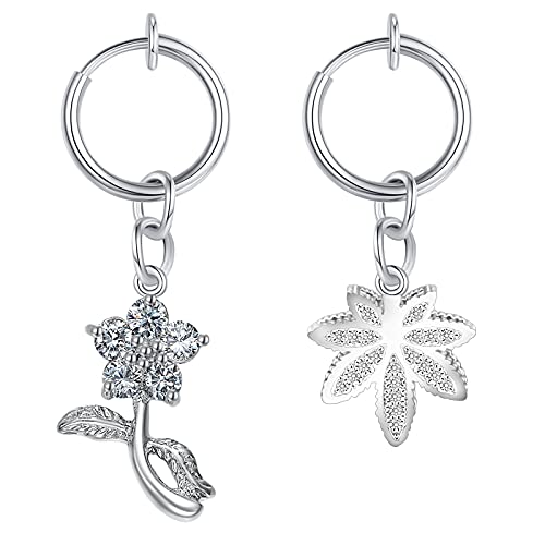 LAURITAMI 2stk Fake Bauchnabelpiercing Klemme Silber Damen Clip on Helix Cartilage Ohr Ohrring Non-Pierced Spring Hoop 10mm mit Dangle Anhänger LAURITAMI 2stk Fake Bauchnabelpiercing Klemme Silber Damen Clip on Helix Cartilage Ohr Ohrring Non-Pierced Spring Hoop 10mm mit Dangle Anhänger von LAURITAMI