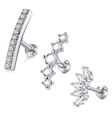 LAURITAMI 3stk 16G Chirurgenstahl Knorpel Ohr Piercing für Frauen CZ Diamant 6mm Stab Tragus Stecker Cartilage Helix Conch Ohrringe LAURITAMI 3stk 16G Chirurgenstahl Knorpel Ohr Piercing für Frauen CZ Diamant 6mm Stab Tragus Stecker Cartilage Helix Conch Ohrringe von LAURITAMI