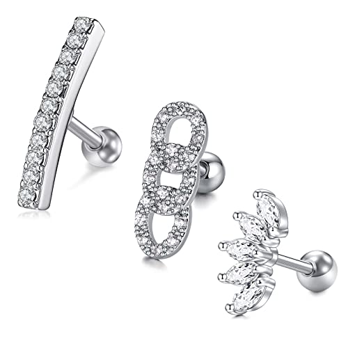 LAURITAMI 3stk 16G Chirurgenstahl Knorpel Ohr Piercing für Frauen CZ Diamant 6mm Stab Tragus Stecker Cartilage Helix Conch Ohrringe LAURITAMI 3stk 16G Chirurgenstahl Knorpel Ohr Piercing für Frauen CZ Diamant 6mm Stab Tragus Stecker Cartilage Helix Conch Ohrringe von LAURITAMI