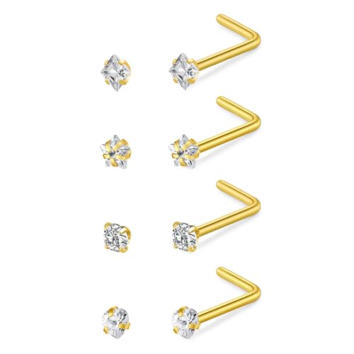 LAURITAMI 4 Stück Nasenpiercing Stecker Edelstahl 20G 22G Nasenpiercing Steck CZ Nasenstecker Nostril Piercing Damen Herren Silber Gold Nasen Piercing Nase LAURITAMI 4 Stück Nasenpiercing Stecker Edelstahl 20G 22G Nasenpiercing Steck CZ Nasenstecker Nostril Piercing Damen Herren Silber Gold Nasen Piercing Nase von LAURITAMI