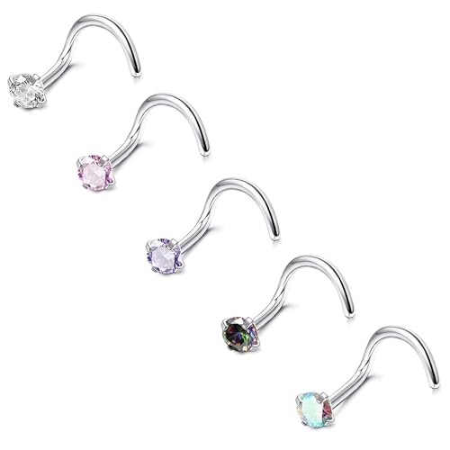LAURITAMI 5 Stück Nasenpiercing Stecker Silber 20G CZ Nasenstecker Edelstahl Nasenpiercing Steck Set Nostril Piercing Damen Herren Nasen Piercing Nase LAURITAMI 5 Stück Nasenpiercing Stecker Silber 20G CZ Nasenstecker Edelstahl Nasenpiercing Steck Set Nostril Piercing Damen Herren Nasen Piercing Nase von LAURITAMI