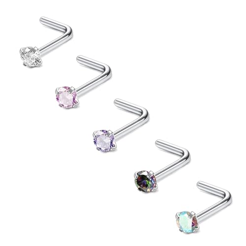 LAURITAMI 5 Stück Nasenpiercing Stecker Silber 20G CZ Nasenstecker Edelstahl Nasenpiercing Steck Set Nostril Piercing Damen Herren Nasen Piercing Nase LAURITAMI 5 Stück Nasenpiercing Stecker Silber 20G CZ Nasenstecker Edelstahl Nasenpiercing Steck Set Nostril Piercing Damen Herren Nasen Piercing Nase von LAURITAMI