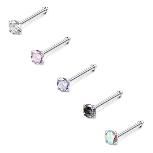 LAURITAMI 5 Stück Nasenpiercing Stecker Silber 20G CZ Nasenstecker Edelstahl Nasenpiercing Steck Set Nostril Piercing Damen Herren Nasen Piercing Nase LAURITAMI 5 Stück Nasenpiercing Stecker Silber 20G CZ Nasenstecker Edelstahl Nasenpiercing Steck Set Nostril Piercing Damen Herren Nasen Piercing Nase von LAURITAMI