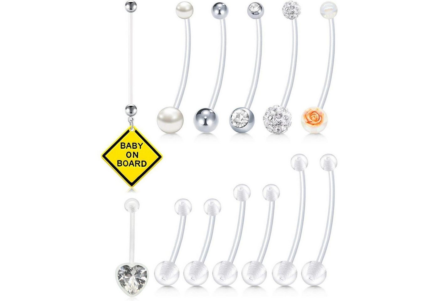 LAURITAMI Bauchnabelpiercing-Set 6stk Schwangerschaft Bauchnabelpiercing Set Acryl Bioflex von LAURITAMI