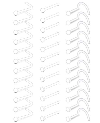 Klar Nostril Stud Nasenstecker Nasenpiercing L Form Spirale für Nasenschmuck 20 Gauge 18 Gauge Retainer Piercing für Damen Männer von LAURITAMI