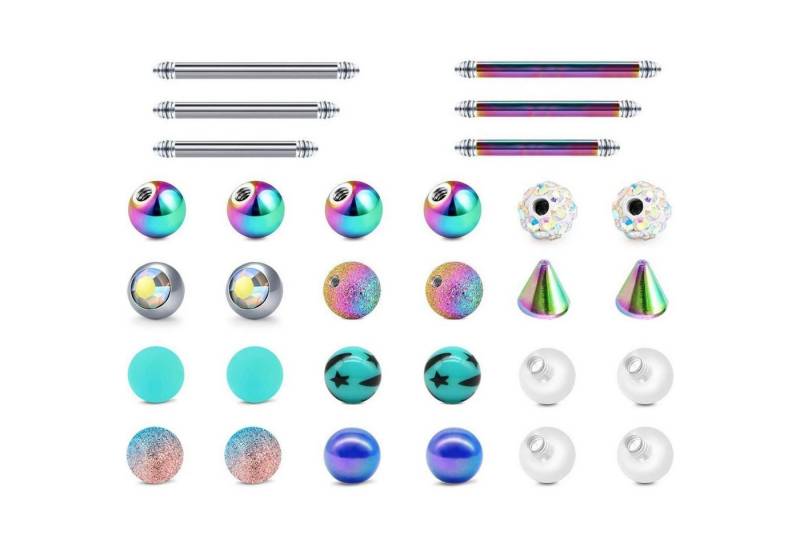 LAURITAMI Piercing-Set 24er Set Piercing Ersatzkugeln Chirurgischstahl Acryl 5mm 14G Zunge von LAURITAMI