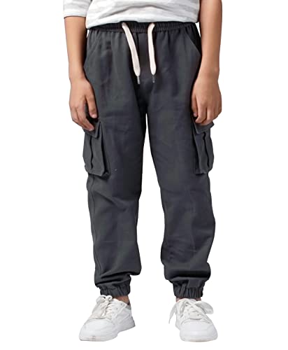 LAUSONS Jungen Cargohose Kinder Cargo Jogginghose Jungs Jogger Hose mit Gummizug Grau DE:170-176 (Herstellergröße 180) von LAUSONS