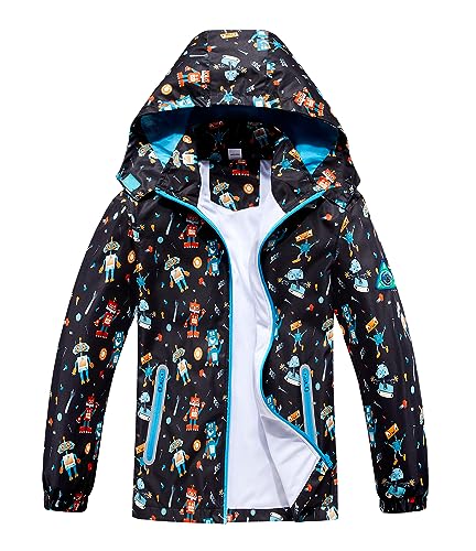 LAUSONS Dünne Regenjacke Kinder Dinosaurier Winddicht Sommerjacke Atmungsaktive Jacke mit Kapuze Blau/weiß DE: 116-122 (Herstellergröße 120) von LAUSONS