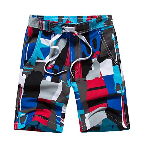 LAUSONS Jungen Badehose Schnelltrocknend Badeshorts Kinder Boardshorts Strand Shorts Blau 128-134 / Größe L Blau 146-152 / Größe L von LAUSONS