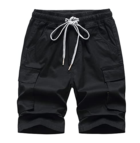 LAUSONS Jungen Cargo Shorts Kinder Cargohose Kurz Hosen Summer Bermuda Kurze Hosen Schwarz DE:122-128 (Herstellergröße 130) von LAUSONS