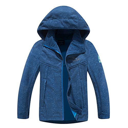 LAUSONS Jungen Softshell Jacke Kinder Übergangsjacke Outdoor Kapuzen Fleecejacke/Etikette 110 Marine von LAUSONS