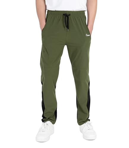LAUSONS Jungen Trainingshose Sporthose Kinder Lang Jogginghose Sport Hose Freizeithose mit Elastischem Bund Armeegrün 164-170 von LAUSONS