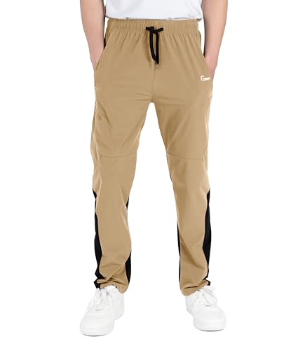 LAUSONS Jungen Trainingshose Sporthose Kinder Lang Jogginghose Sport Hose Freizeithose mit Elastischem Bund Braun 164-170 von LAUSONS