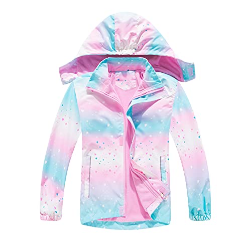 LAUSONS Kinder Mädchen Übergangsjacke Wasserdicht Gefütterte Wanderjacke Jacke Matschjacke Outdoor Rosa DE: 104-110 (Herstellergröße 110) von LAUSONS