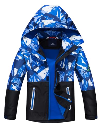 LAUSONS Kinder Softshelljacke Jungen Übergangsjacke für Jungs Regenjacke mit Camouflage Muster Schwarz DE: 104-110 (Herstellergröße 110) von LAUSONS