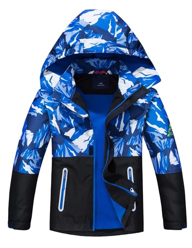 LAUSONS Kinder Sommerjacke Jungen Übergangsjacken für Jungs Softshelljacken mit Camouflage Muster Schwarz DE: 158-164 (Herstellergröße 160) von LAUSONS