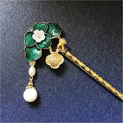 Damenmode-Haarspangen, Haarstäbchen, Haargabel, Haarnadel, Vintage-Haarnadel mit Emaille-Blumen-Charm, Haarnadel for Frauen, Braut-Haarstäbchen, Hochzeit, Haarschmuck, Clips (Farbe: einfarbig, Größe: von LAVAMI