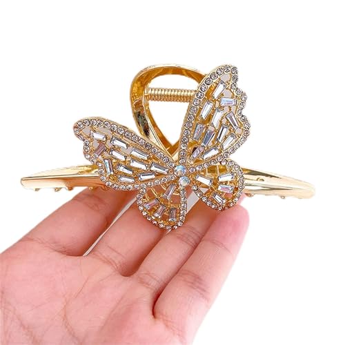 Damenmode-Haarspangen, elegante Perlen-Strass-Edelstein-Schmetterlings-Haarspangen for Frauen, Haifisch-Clip-Haarnadel-Kopfbedeckung, 3 (Farbe: 2) (Farbe: 3) (Color : 108) von LAVAMI