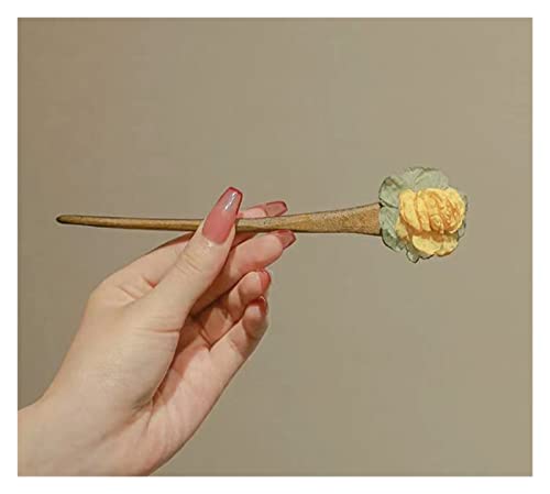 Mode-Haarspangen for Damen, Vintage-Haarnadel mit getrockneten Blumen, Sandelholz, antiken Stil, Qipao-Hanfu-Kopfbedeckung, Kugelkopf-Pan-Haarnadel, Einfachheit (Farbe: A, Größe: 17,5 cm) (Color : B von LAVAMI