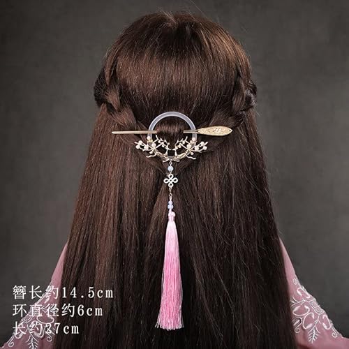 Modische Haarspangen for Damen, chinesischer Stil, langer Quasten-Haarstab, Retro-Hanfu-Schmetterling, Metallglasur, Haargabel, Haar-Essstäbchen, antiker Perlen-Quasten-Kopfschmuck von LAVAMI