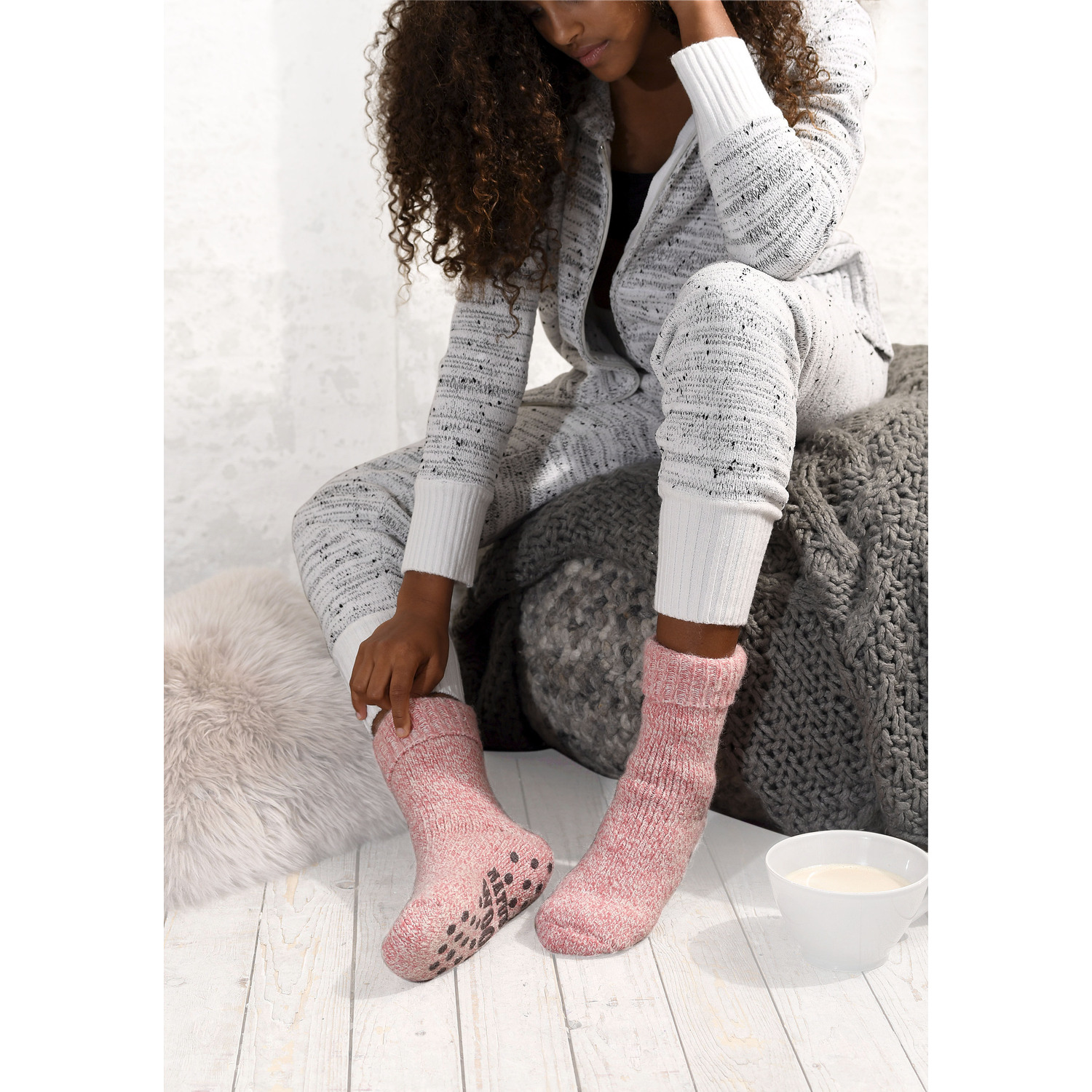 LAVANA ABS-Socken Damen rosa Gr.35-38 von LAVANA