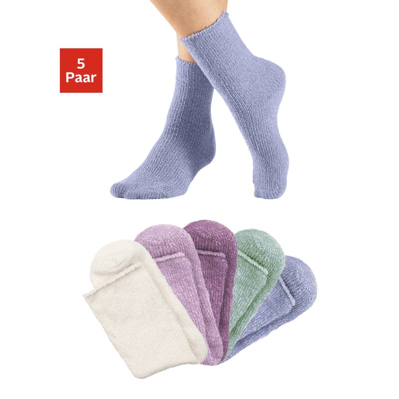 LAVANA Kuschelsocken Damen 1x ecru, 1x rose, 1x altrosa, 1x mint, 1x blau Gr.35-38 von LAVANA