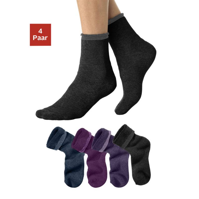 LAVANA Kuschelsocken Damen 1x petrol, 1x beere, 1x lila, 1x schwarz Gr.35-38 von LAVANA