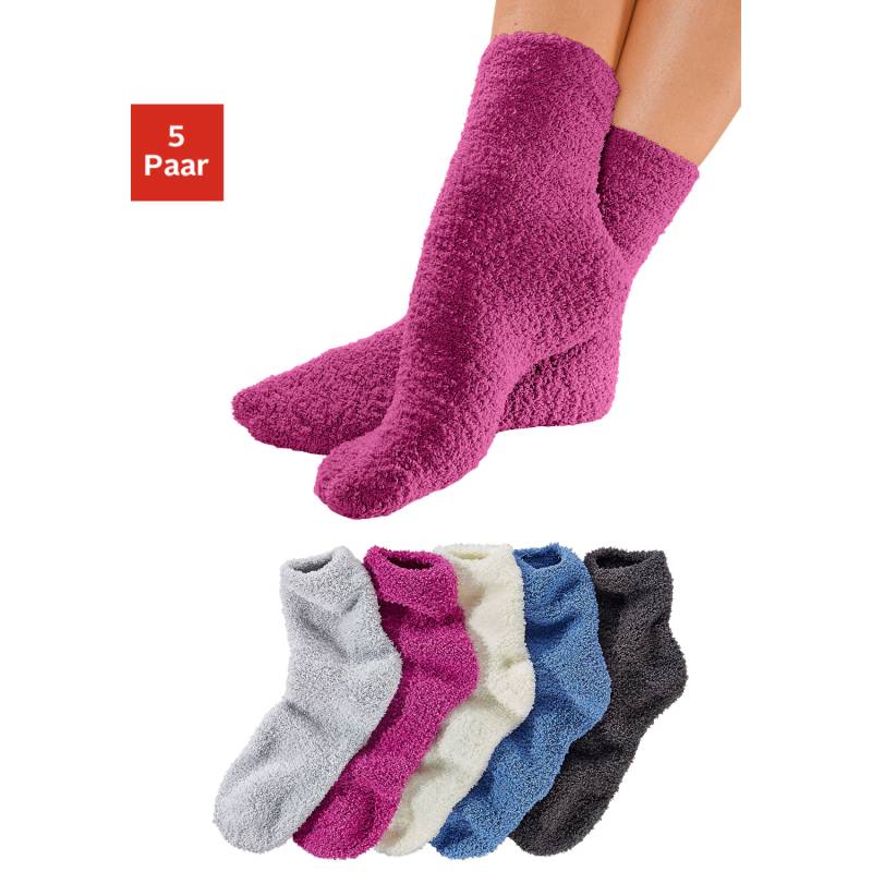 LAVANA Kuschelsocken Damen silbergrau meliert, ecru, pink, blau, anthrazit Gr.35-38 von LAVANA