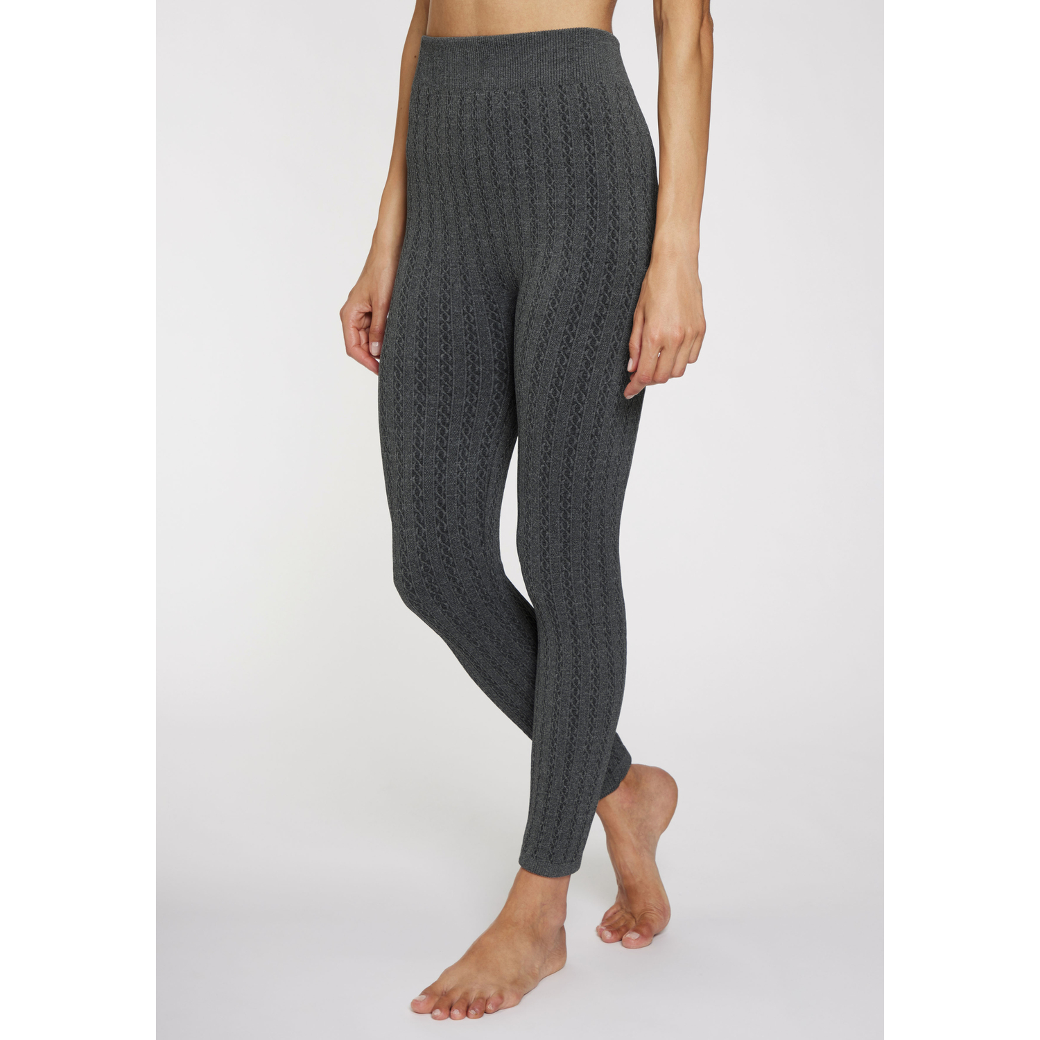 LAVANA Strickstrumpfleggings Damen 1x dunkelgrau meliert Gr.L/XL (44/50) von LAVANA