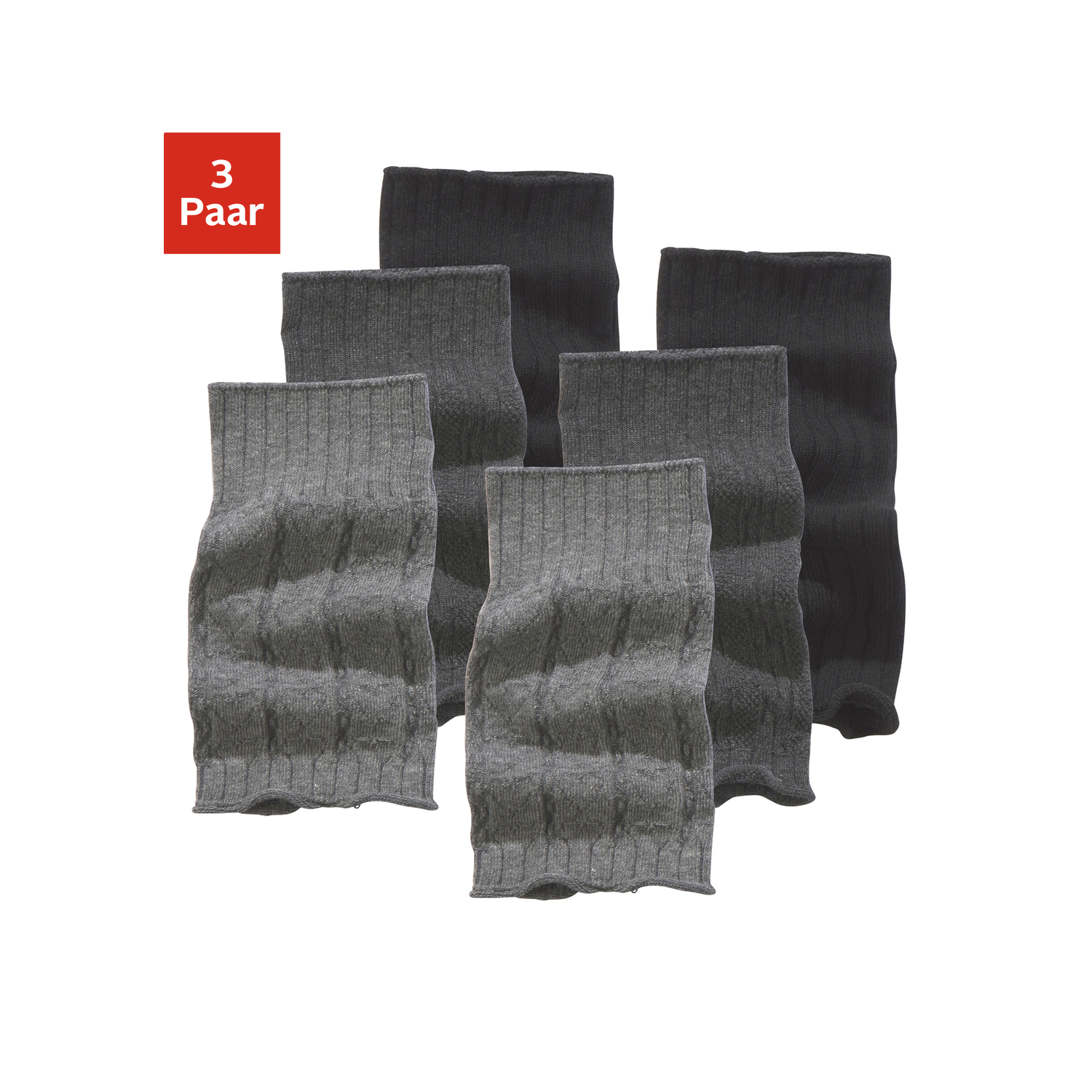 LAVANA Stulpensocken Damen 1x anthrazit meliert, 1x grau meliert, 1x schwarz Gr. von LAVANA