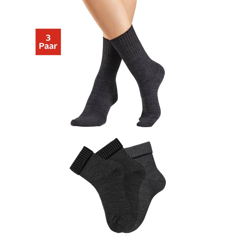 LAVANA Umschlagsocken Damen 2x anthrazit meliert, 1x grau meliert Gr.39-42 von LAVANA