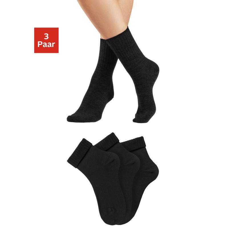 LAVANA Umschlagsocken Damen 3x schwarz Gr.39-42 von LAVANA