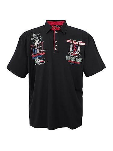 Lavecchia Übergrößen Poloshirt für kräftige Männer bis 8XL - Farbe Schwarz, Polo-Hemd Kurzarm mit Logo, Applikation und Patch Details, Größe:8XL von Lavecchia