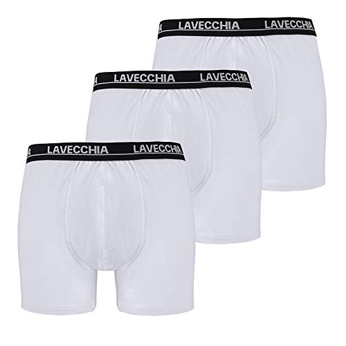 LAVECCHIA Übergrössen Dreierpack Top Herren Boxershorts Unterhose Weiß Uni 4XL von LAVECCHIA