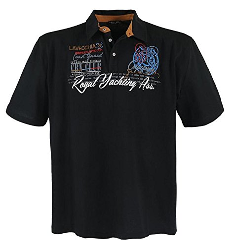 LAVECCHIA Übergrössen Hippes Polo-Shirt Kurzarm Schwarz 4XL von LAVECCHIA