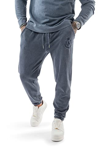 LAVENZO® - Hose für Herren, 100 % Baumwolle, Tracksuit Elegante Hose, Freizeitkleidung in Übergröße, Sportanzüge Vintage Jungen, Geschenkidee Geburtstag, blau, S von LAVENZO