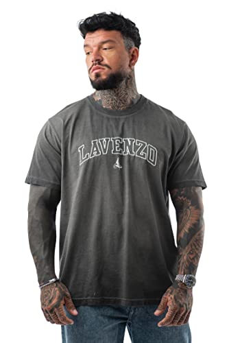 LAVENZO® - T Shirt für Herren mit kurzen Ärmeln, 100% Baumwolle - Freizeitkleidung für Jungen, T-Shirt, T-Shirt für besondere Größen, Geschenkidee Geburtstag, Schwarz 2, XXL von LAVENZO