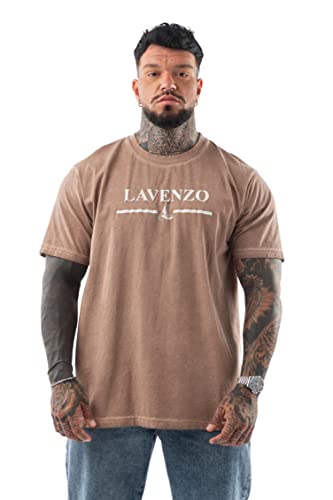 LAVENZO® - T Shirt für Herren mit kurzen Ärmeln, 100% Baumwolle - Freizeitkleidung für Jungen, T-Shirt, T-Shirt für besondere Größen, Geschenkidee Geburtstag, beige, Medium von LAVENZO