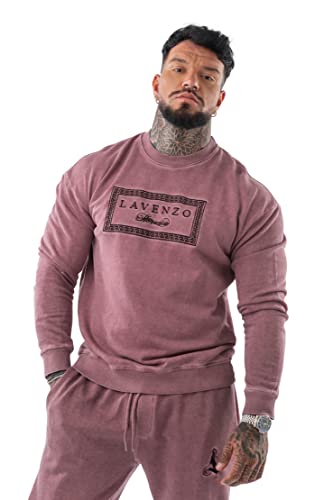 LAVENZO - Herren-Sweatshirt aus 100 % Baumwolle, Freizeitkleidung, Sweatshirts für Jungen, elegant, besonders und sportlich, Übergröße, bordeaux, L Große Größen Tall von LAVENZO