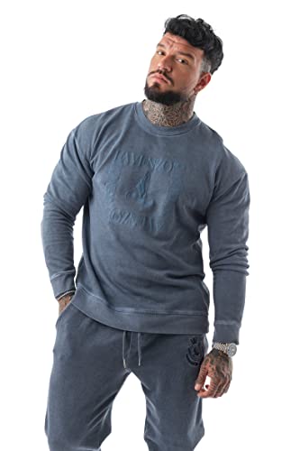 LAVENZO - Herren-Sweatshirt aus 100 % Baumwolle, Freizeitkleidung, Sweatshirts für Jungen, elegant, besonders und sportlich, Übergröße, dunkelblau, 5XL Große Größen Tall von LAVENZO