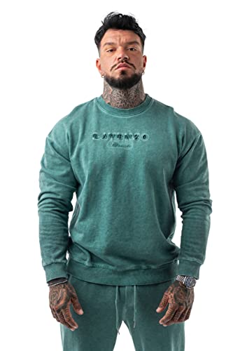 LAVENZO - Herren-Sweatshirt aus 100 % Baumwolle, Freizeitkleidung, Sweatshirts für Jungen, elegant, besonders und sportlich, Übergröße, grün, L Große Größen Tall von LAVENZO