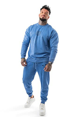 LAVENZO - Herren-Trainingsanzug, elegant, 100 % Baumwolle - Tracksuit Sweatshirt und Hose, Freizeitkleidung, Plus-Size-Sportanzüge, Jungen, Geschenkidee zum Geburtstag, Hellblau Rundhalsausschnitt, von LAVENZO