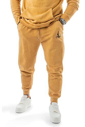 LAVENZO - Hose für Herren, 100 % Baumwolle, Tracksuit Elegante Hose, Freizeitkleidung in Übergröße, Sportanzüge Vintage Jungen, Geschenkidee Geburtstag, gelb, XXL von LAVENZO